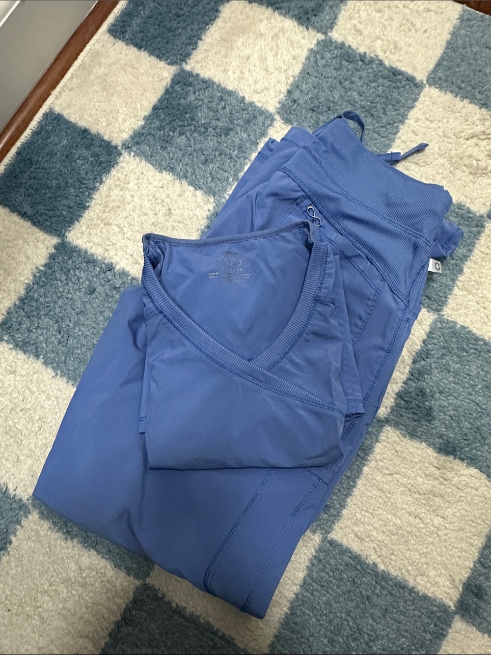 Periwinkle Blue Scrub Set - V-Neck Top and Drawstring Pants
